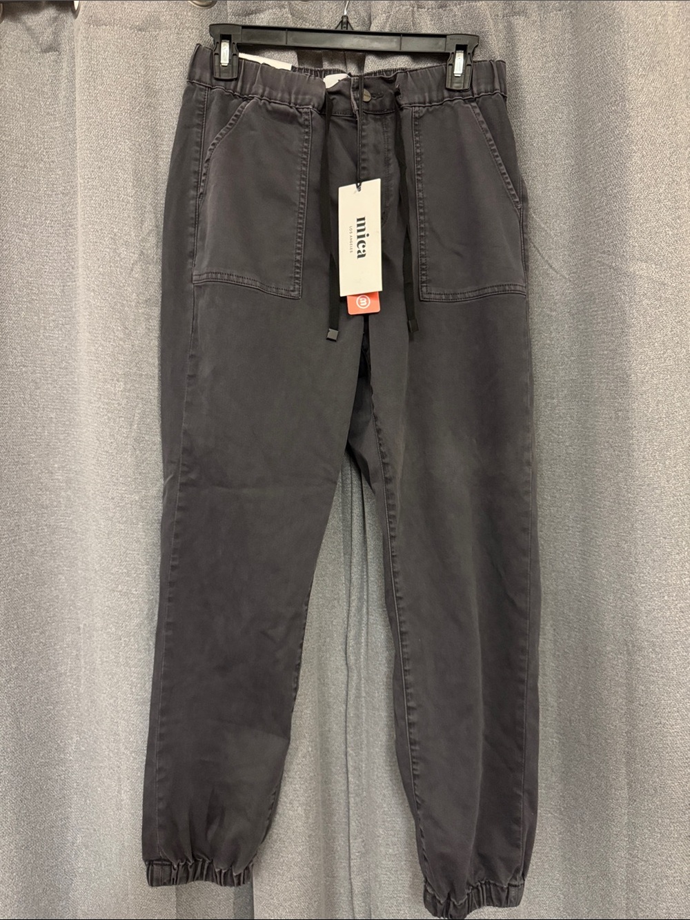 Mica Los Angeles Drawstring High Rise Jogger Pants in Charcoal